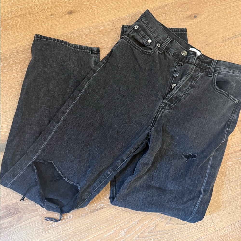 Pistola straight leg Distressed Black Jeans